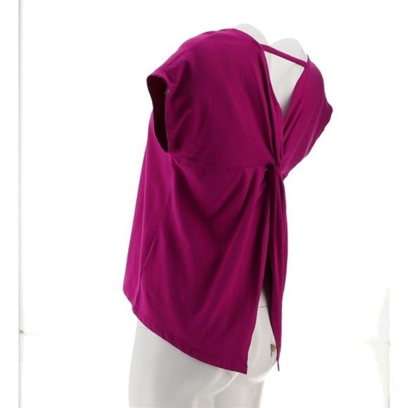 NWT‎ ATTITUDES BY RENEE WASHED COTTON JERSEY TOP TWIST BACK PASSION FRUIT XXS - Picture 5 of 12